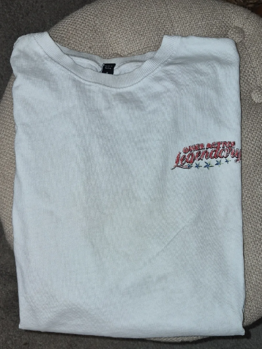 Oner Active White Tee with Red Legendary Script and Blue Stars - Picture 2 of 6